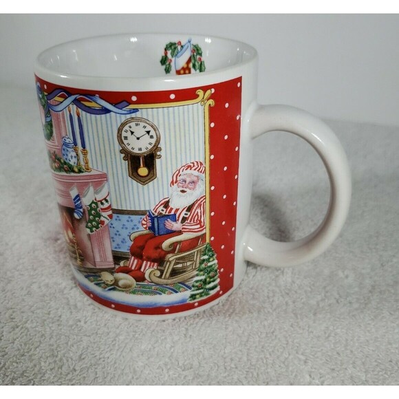 Santa Fireplace Stockings Coffee Mug Cup Breckenridge Holidays Christmas Red - Picture 3 of 6